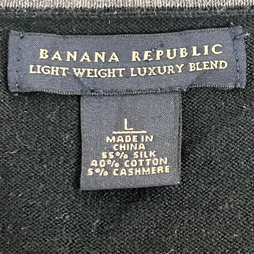 Banana Republic Black V Neck Long Sleeve‎ Cashmere Sweater Silk Cotton L